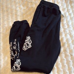 Darc Sport Black Sweatpants with White Tiger Design